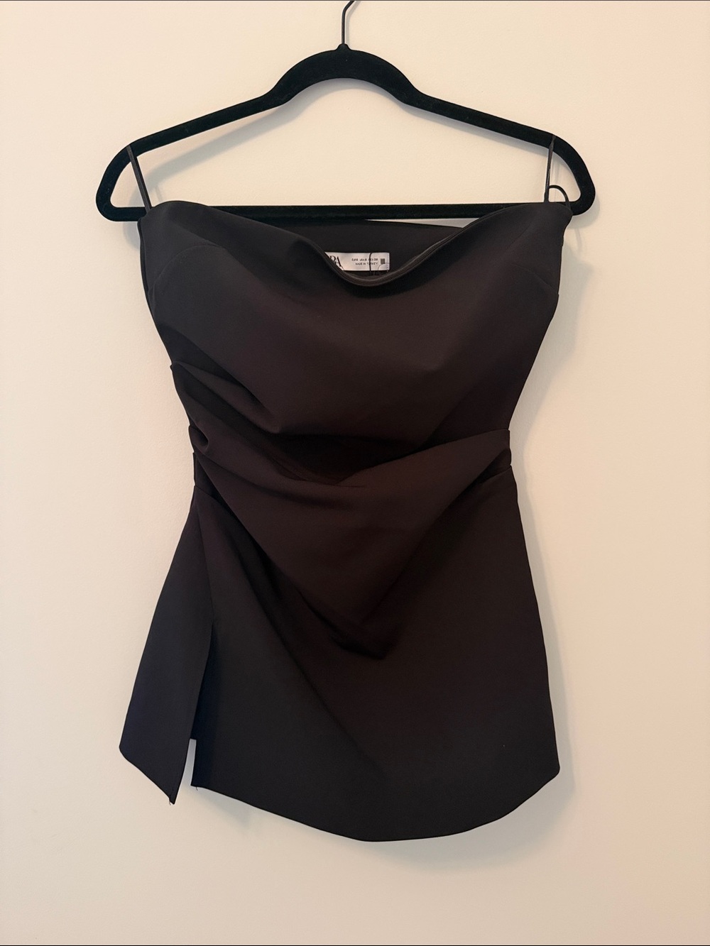 Zara Black Strapless Draped top
